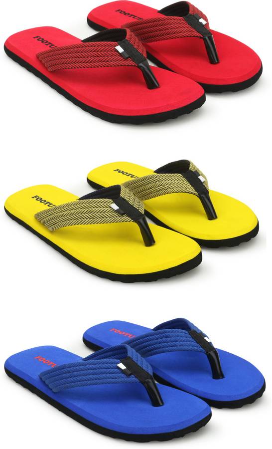 Men's Light comfortable and stylish Multicolor Fabrication Slipper (Pack of 3) Combo Flip Flops