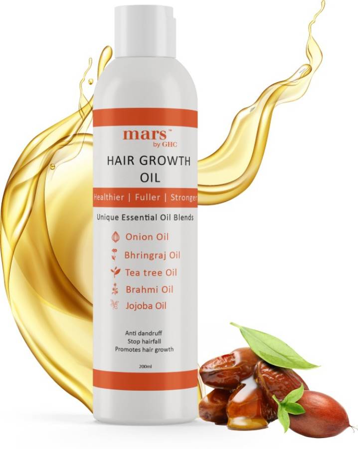mars by GHC Jojoba Oil With Brahmi, Tea Tree, Bhringraj, Onion Seed, Fenugreek & 15 Other Natural Oils & Extracts - Thick, Shiny & Strong Hair Growth Hair Oil Price in India