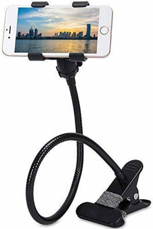 AZACUS Metal Lazy Mobile Phone Holder Mount Stand with Gooseneck Long Arm Clip Anti-Skid-Scratch Proof|Flexible|Foldable-Portable|360 Degree Rotation Perfect Fit for Universal Smartphones Size Upto 6.5" Use for Multiple Places As Office|Home|Kitchen|Bedr