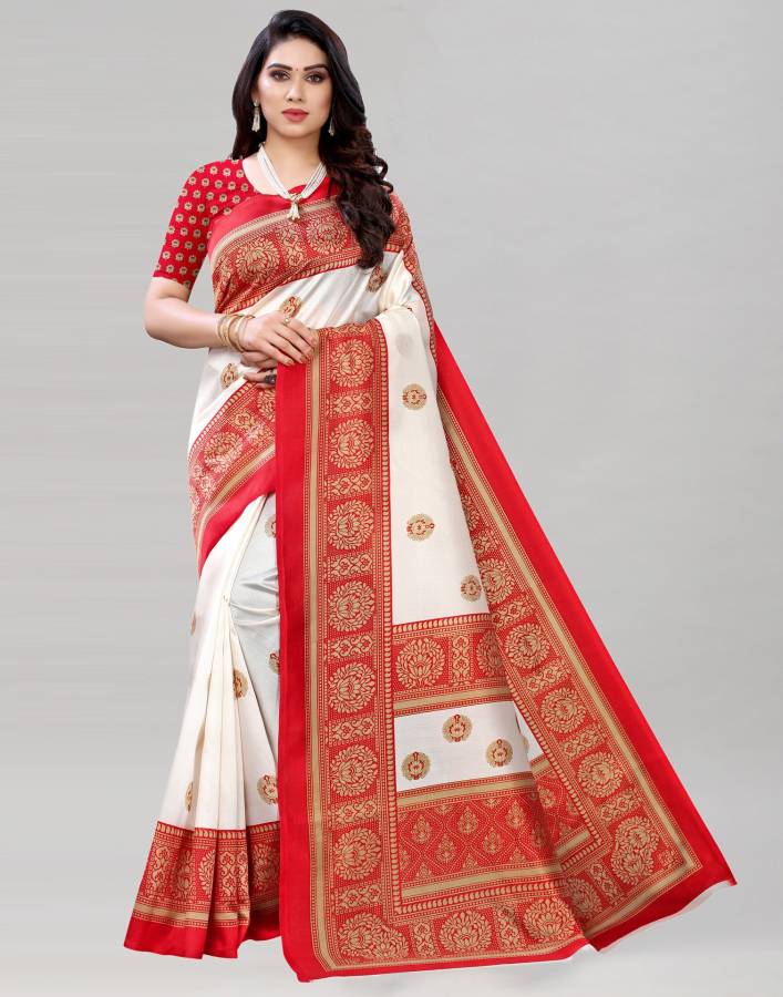 Floral Print, Striped, Geometric Print, Printed Kanjivaram Cotton Silk Saree Price in India