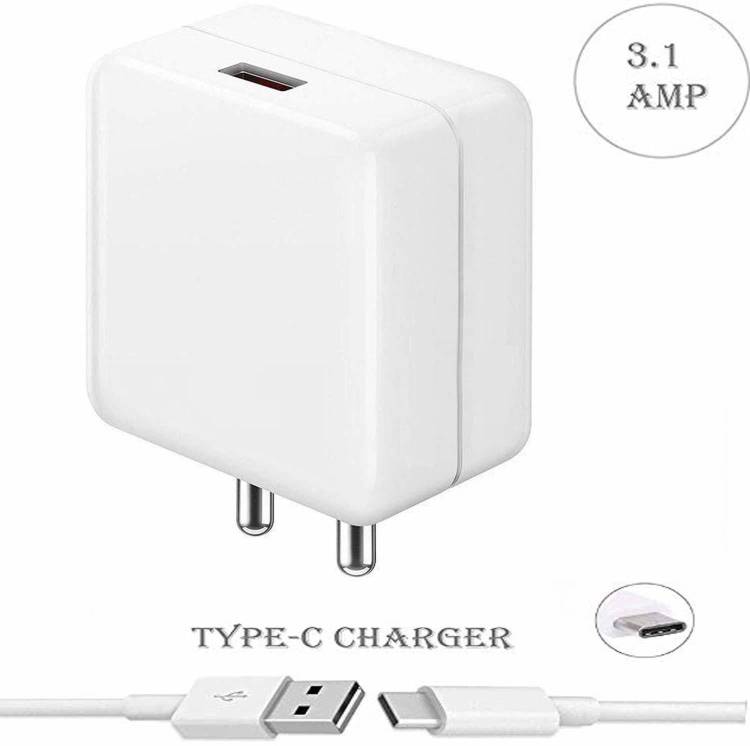 Tankit 25w Fast 3.1 Amp Type C Dash Charger for OnePlus 7T Pro Charger Adapter Qualcomm QC 3.0 Quick Charge Adaptive Fast Charging, Rapid, Dash, VOOC, AFC Charger with 1 Meter Type-C USB Data Cable 3.1 A Mobile Charger with Detachable Cable