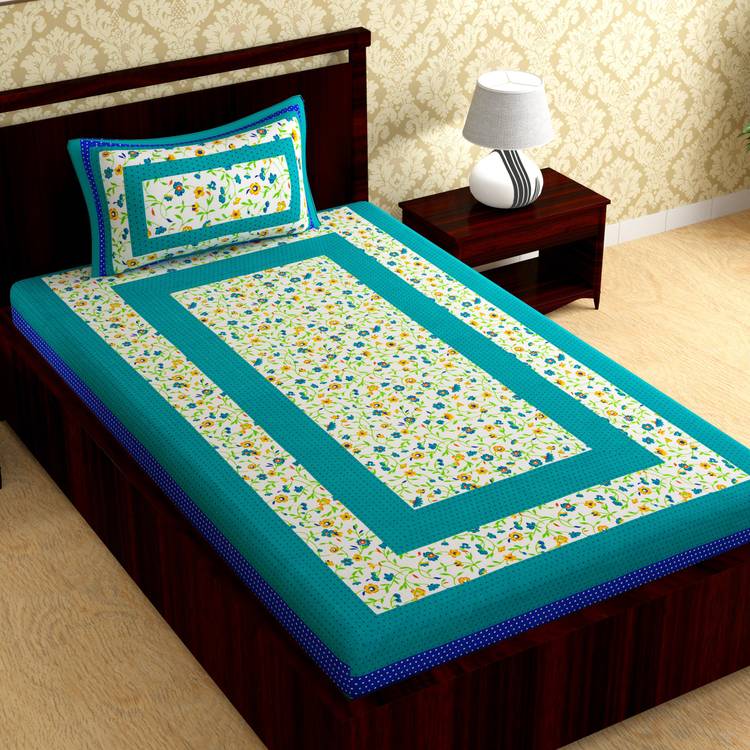 METRO LIVING 104 TC Cotton Single Jaipuri Prints Bedsheet