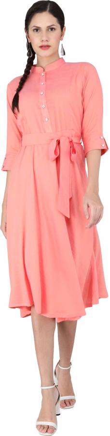 Women Asymmetric Pink Dress Price in India