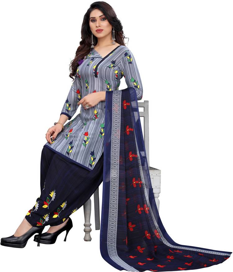 Crepe Floral Print, Geometric Print, Printed Salwar Suit Material