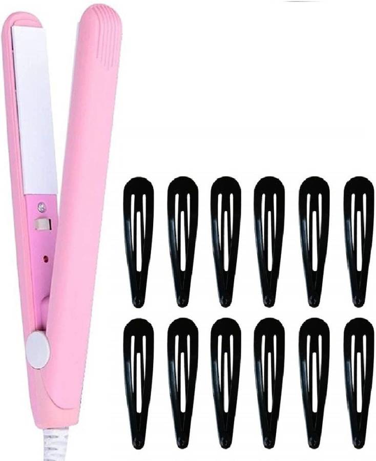 E-DUNIA MINI HAIR STRAIGHTENER, HAIR STRAIGHTENING MACHINE WITH HOT AND COLD HAIR DRYER with 12 Women Metal Snap Hair Clips Accessories Hair Straightener Price in India