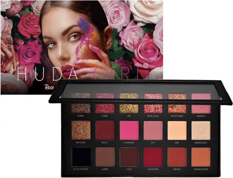 Huda Girl Beauty Rose Gold Remastered Edition Eyeshadow Palette, 18 Shades Shimmer Matte and Glitter Eye Shadow Pallet 20 g Price in India