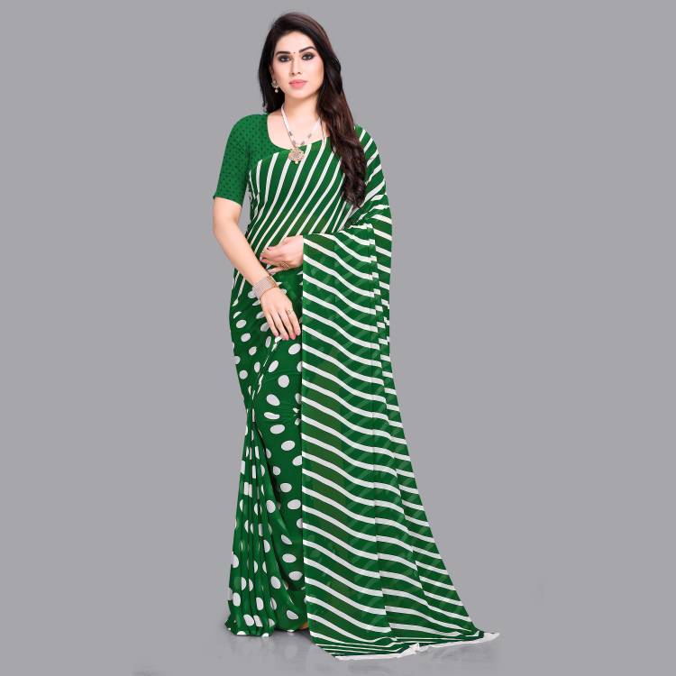 Striped, Polka Print Daily Wear Georgette Saree Price in India