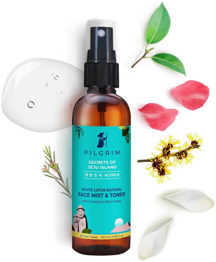 Pilgrim White Lotus Natural Face Mist & Toner | with Camellia & Witch Hazel | Korean K-Beauty | Hydrating | Tightens open pores | Alcohol, Paraben & Phthalate Free Men & Women Price in India