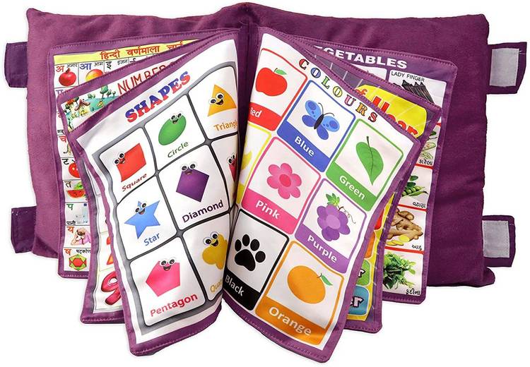 HIM TAX Kid's Learning Cushion Pillow Cum Book with English Alphabets, , Animals Names