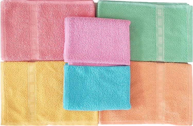 BIndian Hand Towels Set of 6 Piece for Kitchen, wash Basin & Gym, Soft & Super Absorbent, Multicolor Napkins (6 Sheets) LIGHT ORANGE Napkins