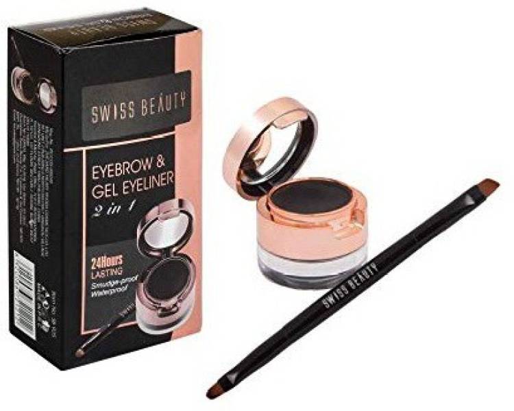 SWISS BEAUTY Eyebrow & Gel Eyeliner 2 In 1 24Hours Lasting Smudge-Proof Waterproof Pack 1 7 g Price in India