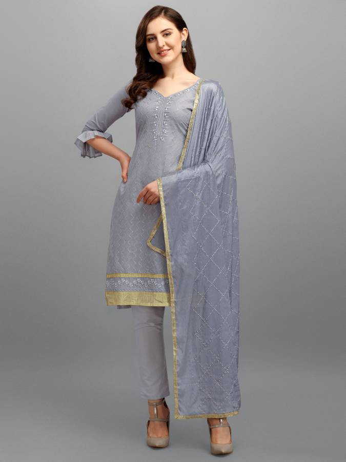 Cotton Linen Blend Embroidered Salwar Suit Material Price in India