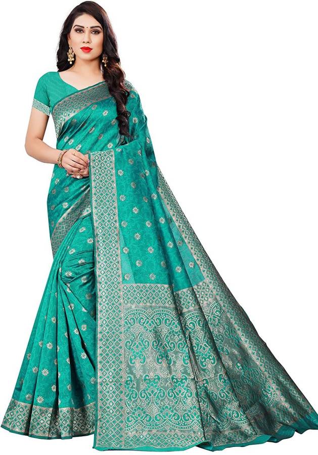 Self Design Banarasi Poly Silk, Jacquard Saree Price in India