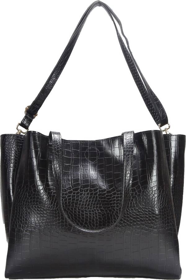 Women Black Shoulder Bag - Extra Spacious Price in India