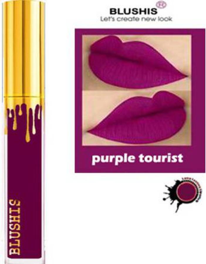 BLUSHIS Beauty Women High Defination Smudge proof Waterproof Long lasting Liquid matte Lipstick Non Transfer Common Colour For Daily Use beauty Purle Tourit Price in India