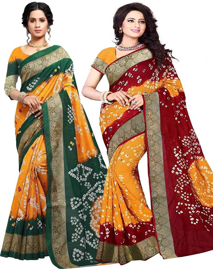 Printed Bandhej Art Silk Saree