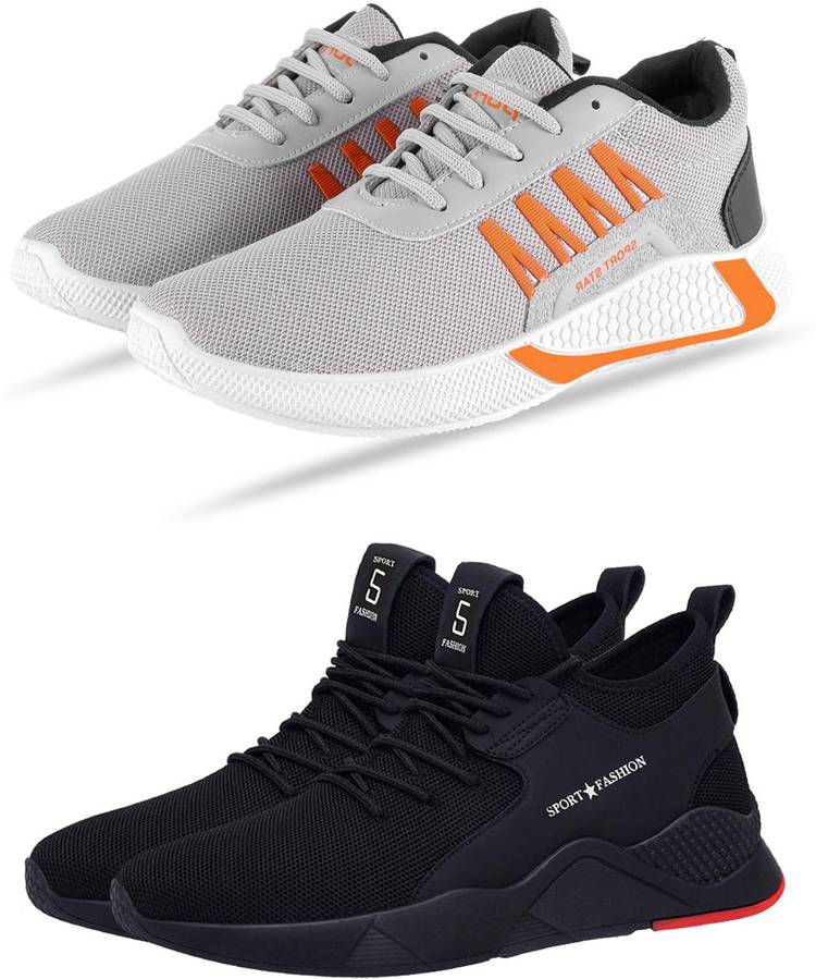 Combo Pack Of 2 Latest Stylish Casual Shoes for Men Lace up soport Star Fashion lightweight Multicolor shoes Training & Gym Shoes For Men