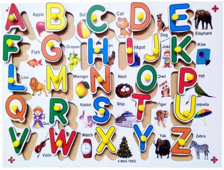 SOVIA STORE Wooden Capital Alphabet Puzzles with Pictures for Children