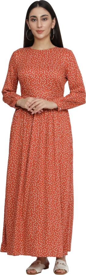 Women Maxi Orange Dress Price in India