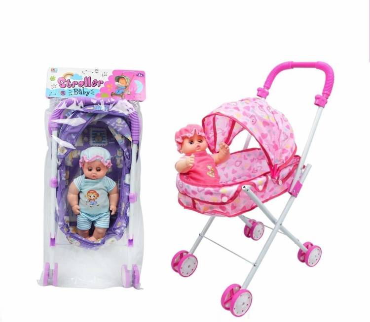 DIKUJI ENTERPRISE Kid New Toy Set Toys Baby Doll Mini Stroller Real Stroller for Girls