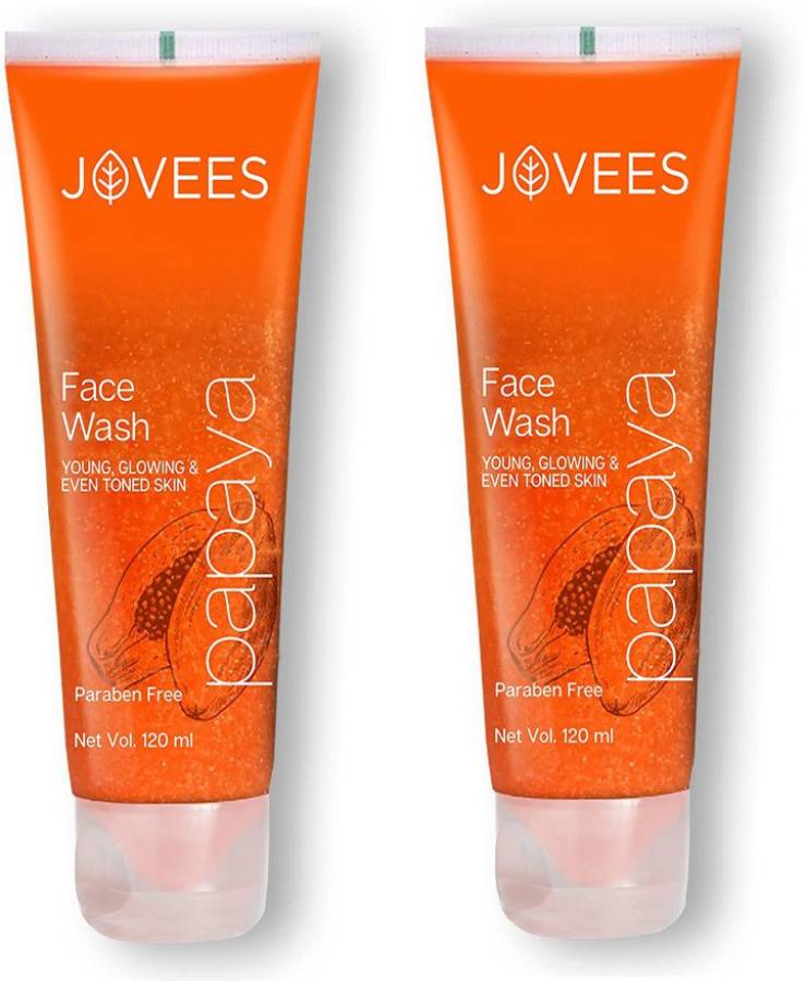 JOVEES PAPAYA FACE WASH YOUNG, GLOWING & EVEN TONED SKIN COMBO [PACK OF 2 ] 120ML*2=240ML Face Wash Price in India