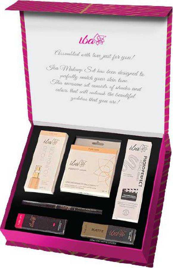 Iba Halal Care Makeup Gift Set for Dusky Skin Tone (Primer, Foundation, Compact, 2 lipsticks, kajal) Price in India