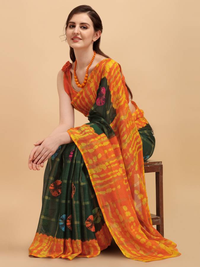 Printed Hand Batik Cotton Silk Saree Price in India