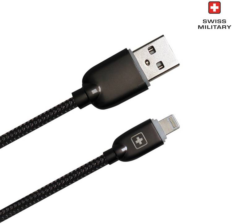 SWISS MILITARY Fast Charging 1 Mtr USB Type L Data Cable with Zinc Alloy Connector (Compatible with All USB devices) 2.4 A 1 m Lightning Cable