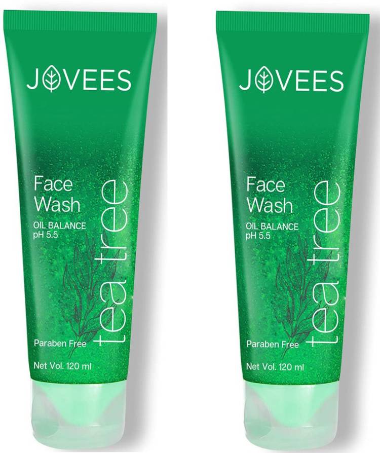 JOVEES Herbal Tea Tree Oil Control  For Oily and Sensitive Skin – Paraben & Alcohol Free, 120 ML*2 BALANCE PH 5.5 PARABEN FREE Face Wash Price in India