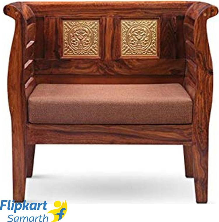 Divine Arts Wooden Single Seater Sofa with Cushion (Brown) Fabric 1 Seater Sofa