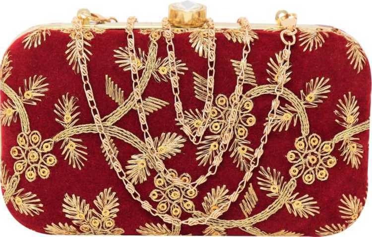 Casual, Party, Formal, Party Maroon Clutch