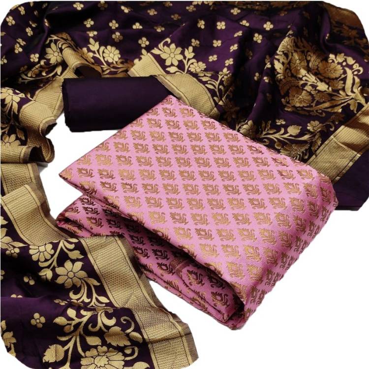 Silk Floral Print Salwar Suit Material Price in India