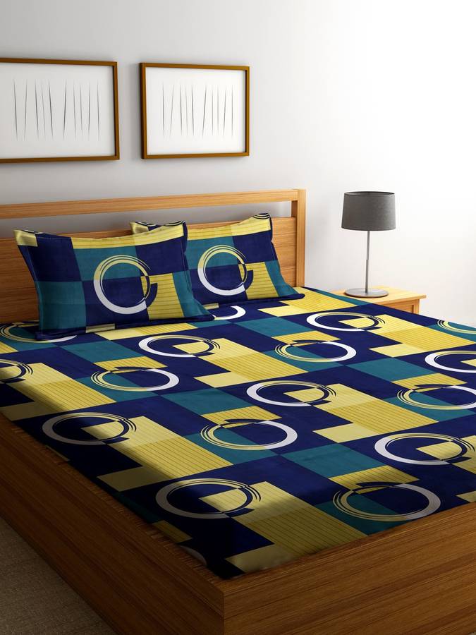 Fashion String 144 TC Microfiber Double Geometric Bedsheet