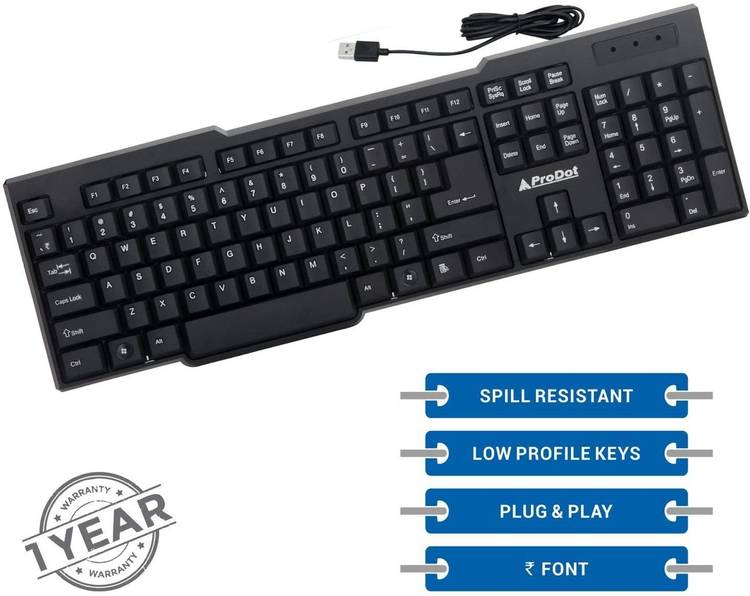 PRODOT KB-207s Wired USB Multi-device Keyboard Wired USB Multi-device Keyboard