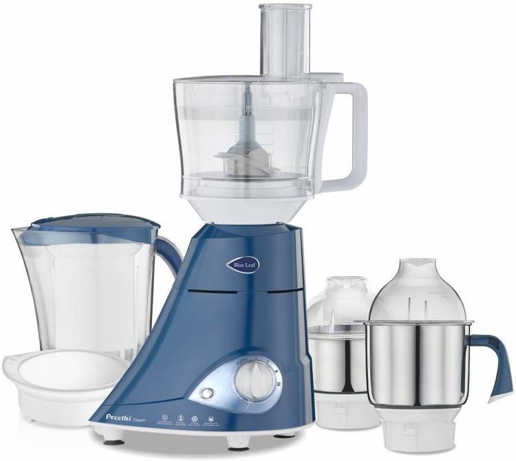 Preethi Blue Leaf Expert MG 214 750 W Juicer Mixer Grinder (4 Jars, Blue)