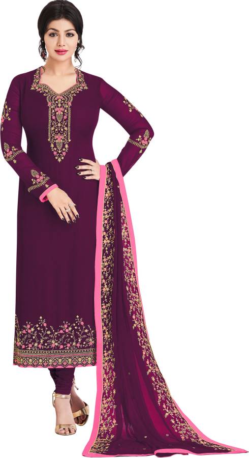 Semi Stitched Georgette Salwar Suit Material Embellished Price in India