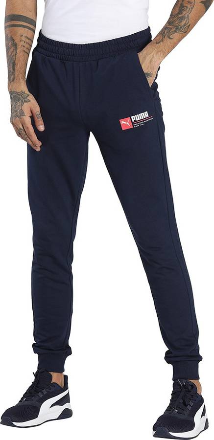 Graphic Print Men Blue Track Pants