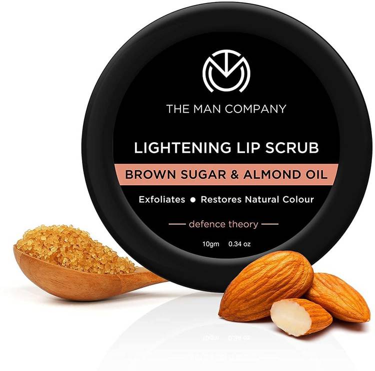 The Man Company Lightening Lip Scrub Balm with Brown Sugar & Almond Oil | For Dry / Chapped Lip | Nourishes | Moisturizes | Hydrates | Brightening | 10gm None