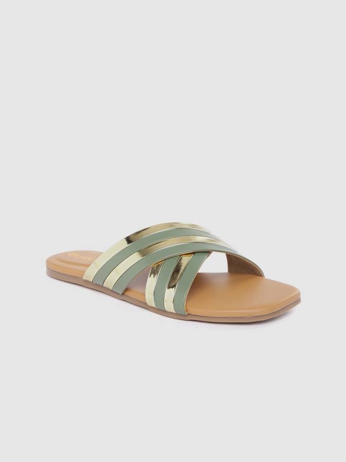 Dressberry Women Green, Gold Flats Price in India