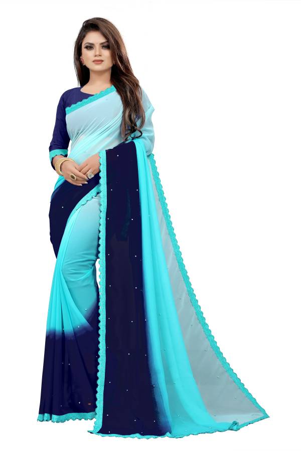 Embellished Bollywood Georgette, Art Silk Saree Price in India