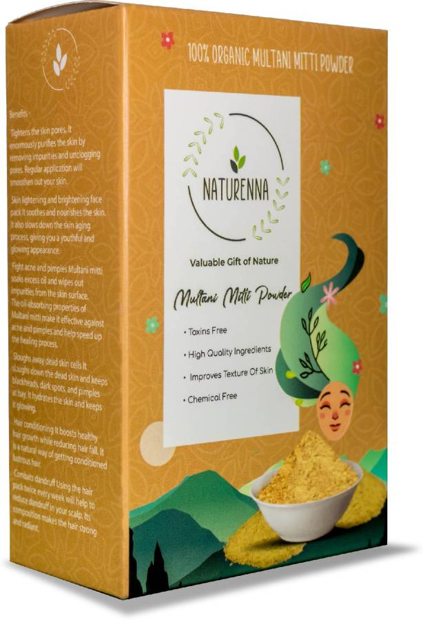 Naturenna 100% Natural Multani Mitti Powder for Deep Facial Cleansing / Skin Lightening / Tan Removal / Skin & Hair Mask | 150 GM | Price in India