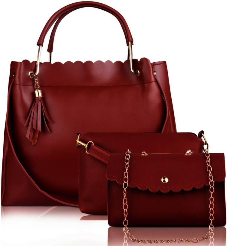 Women Maroon, Gold Shoulder Bag