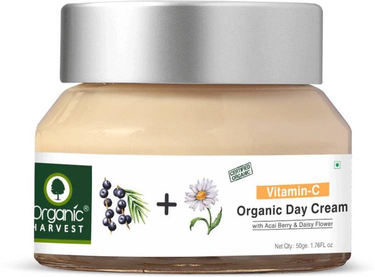 Organic Harvest Skin Illuminate Vitamin C Day Cream for Whitening & Brightening Skin, Eliminates Scars & Blemishes, Infused with Acai Berry & Daisy Flower, 100% Organic, Paraben & Sulphate Free