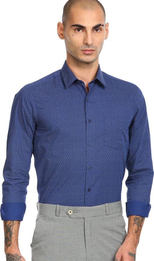 Men Slim Fit Printed Spread Collar Formal Shirt Price in India