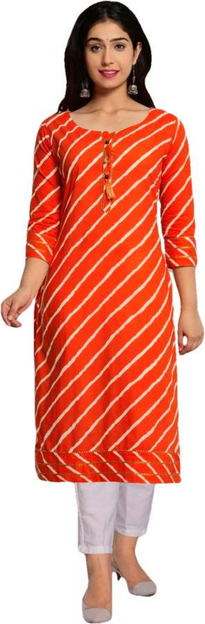 Women Leheriya Rayon Straight Kurta