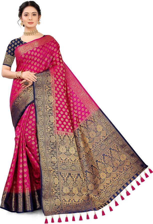 Printed Banarasi Jacquard, Cotton Silk Saree Price in India