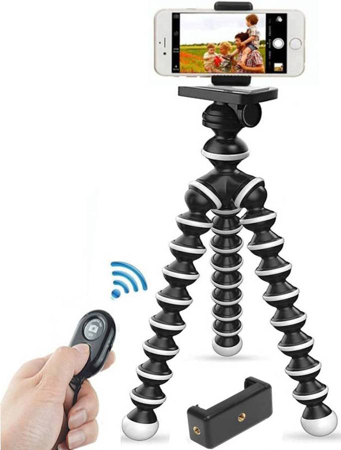 Sulfur Gorilla Tripod/Mini Tripod [10 inch+ 3 inch clip] fully flexible rotatable mobile stand/holder with Remote & clip holder for all Mobile Phone DSLR & Action Cameras/projector Tripod, Tripod Kit, Tripod Bracket
