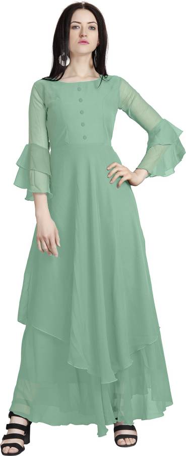 Women Maxi Light Green Dress Price in India