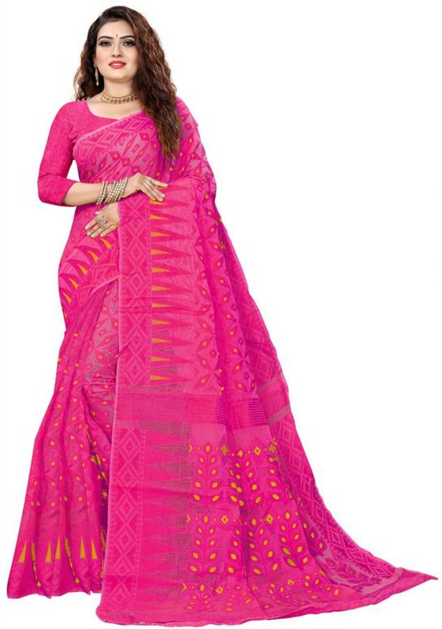 Woven Jamdani Cotton Silk, Jacquard Saree
