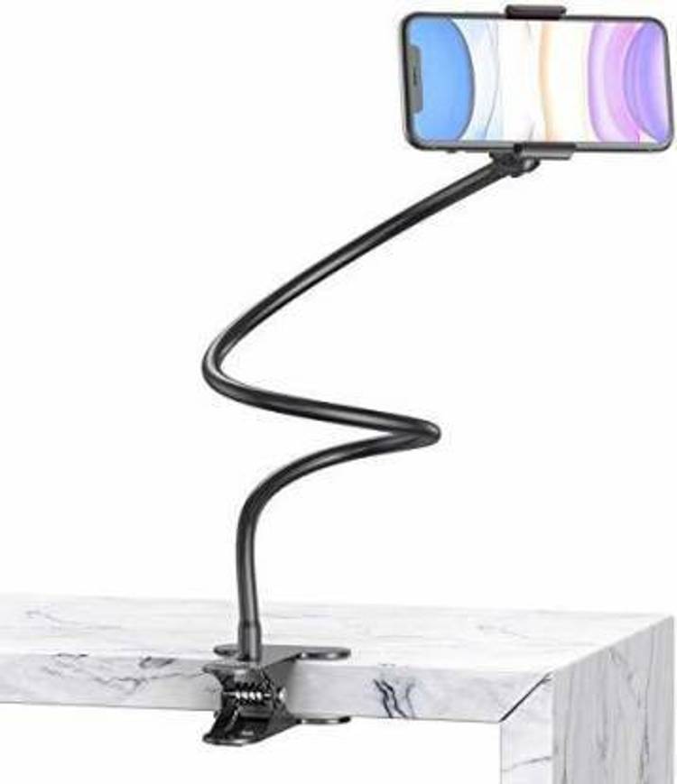 HOJI Flexible Mobile Stand Holder Metal Built -for Video Table Online Class Home Office Gift Desktop Heavy Duty Foldable Lazy Bracket Clip Mount Multi Angle Clamp for All Smartphones Mobile Holder